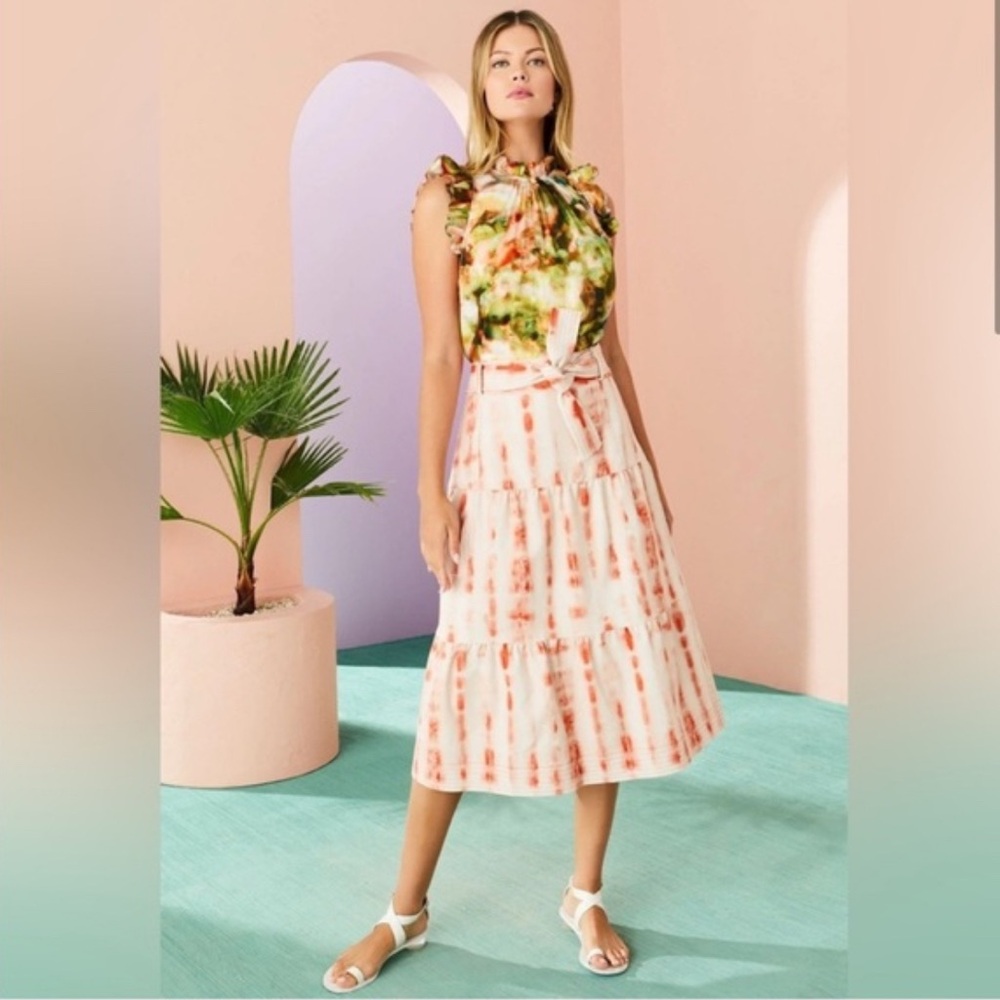 Women's Tie-Dye Tiered Midi Skirt